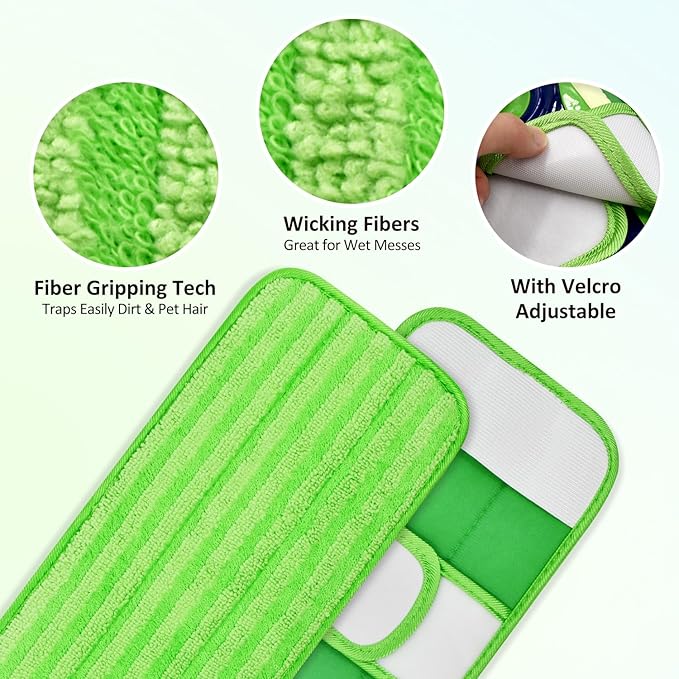 4 Pack Microfiber Mop Pads for Swiffer XL Mops Reusable Wet and Dry Mopping Cloths Compatible with Swiffer Sweeper XL,Washable XL Mop Refill Replacement for All Hardwood Dry & Wet Cleaning
