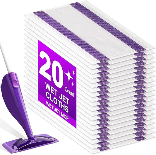 20 Count Disposable Wet Pads Refill for Wet Jet Spray Mop, Wet Jet Pads Refills for Multi Surface, Disposable Wet Jet Hardwood Floor for Wet Pads Refill, Thickness & Absorbent