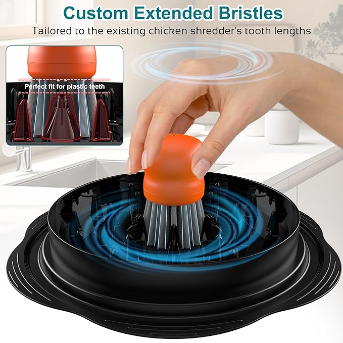 Mini Dish Brush for Cleaning Chicken Shredder, Palm Brush Dish Scrubber with Ergonomic Grip, Kitchen Brush for Washing Dishes, Pans, Pots, Sink, 1 Pack (Orange)