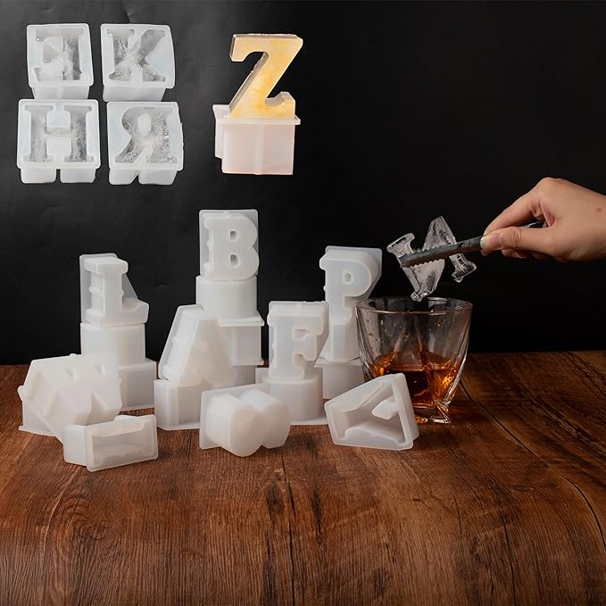 26 Pack Alphabet Resin & Clay Mold - Letter Ice Maker, Candle Making & Craft Supplies