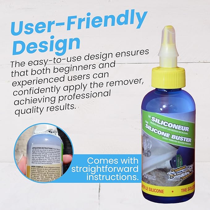 Silicone Buster Remover – 110ml Silicone & Caulk Residue Cleaner with Precision Nozzle – Fast-Acting Gel, Surface-Safe Formula for Post-Scraping Cleanup, Easy to Use