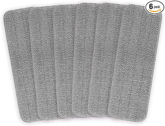 Microfiber Mop Pads, 18 Inch Mop Cleaning Pads Fit Wet Dry Wood Floor Mop with 6 Pcs Washable Pads, Reusable Replacement Mop pads for Floor (Gray))