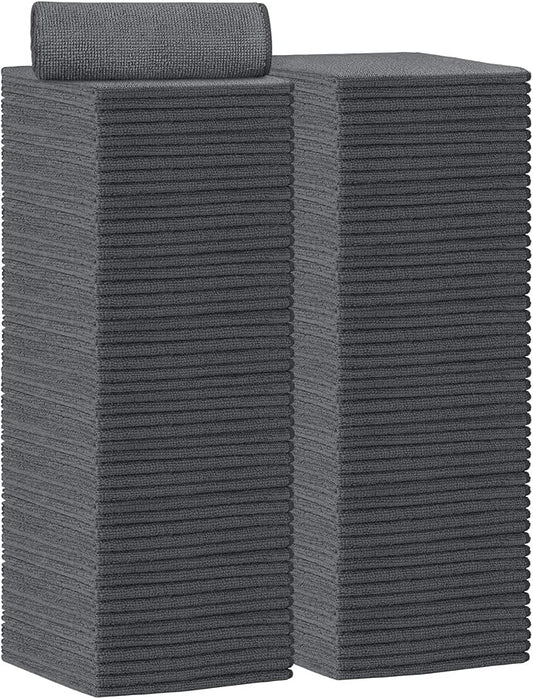 AIDEA Microfiber Cleaning Cloth 100PK, Soft Microfiber Towels for Cars, Absorbent Cleaning Rags, Lint-Free Streak-Free Wash Cloths for House, Kitchen, Window(12inx12in), Grey