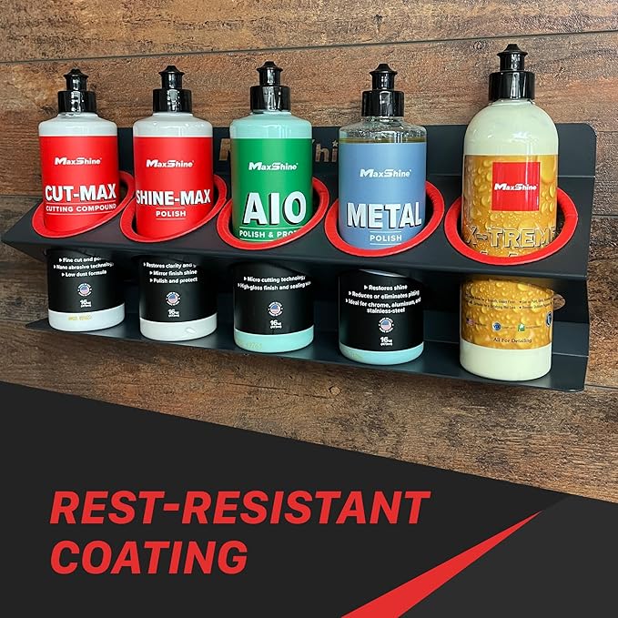 Maxshine Universal Spray Bottle Holder (16oz/34oz) - Holds 7 IK Trigger Sprayers with 3 Small Holes, Sturdy & Lightweight Wall-Mounted Organizer for Detailing Accessories