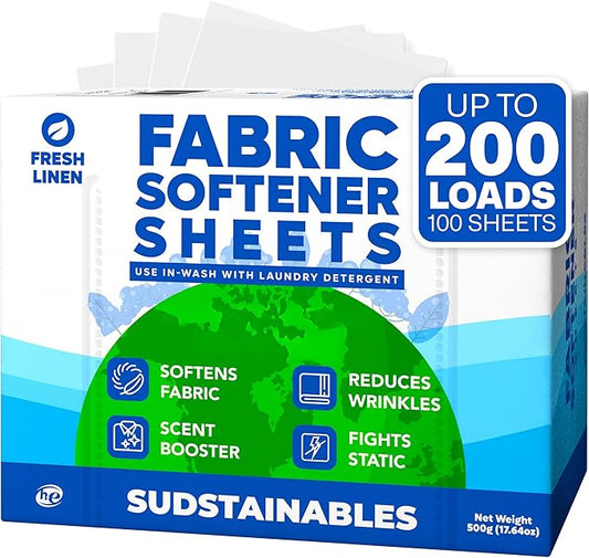 Sudstainables Fabric Softener Sheets for Washer – Laundry Softener Sheets for Washing Machines, Scented (200 loads) | Pods and Liquid Alternative