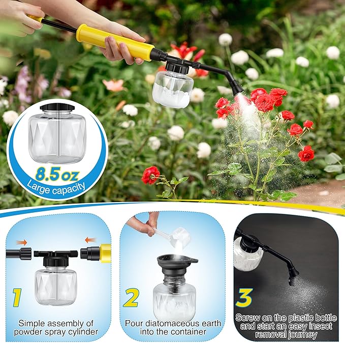 Qualirey 2 Pack Diatomaceous Earth Duster, 250ml Garden Powder Applicator Dispenser, Bulb Duster Sprayer, Home Powder Applicator, Puffer Sprayer for Multi Purpose Indoor & Outdoor (Yellow)