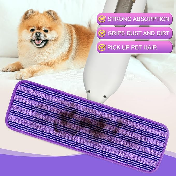 4 Pack Upgraded Reusable Mop Pads Compatible with Swiffer PowerMop, Mop Refill Pads Replacement for Swiffer Power Mop Spray Mop Pads for Multi-Surface Floor Cleaning, Quality Updated Cationic Material