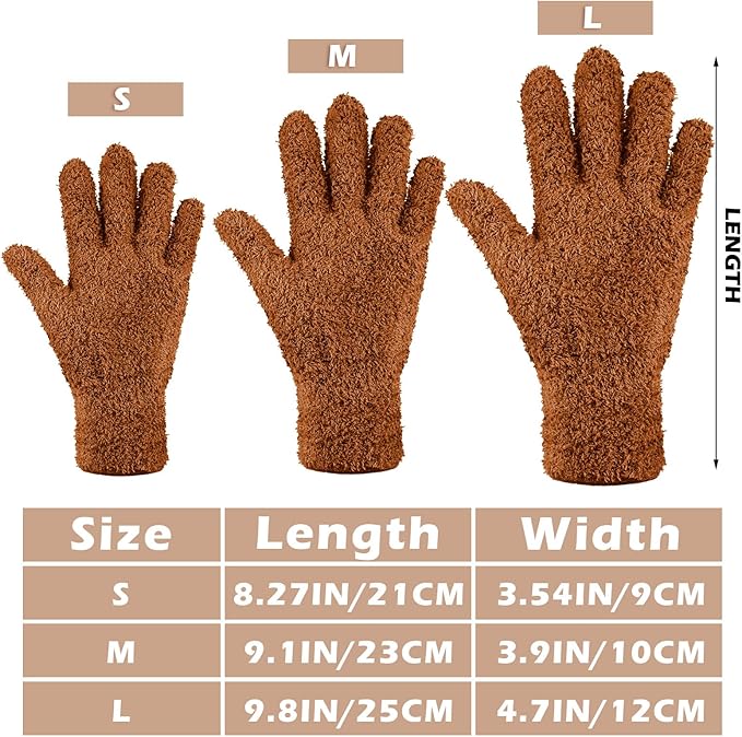 Patelai 3 Pairs Microfiber Plant Dusting Gloves Leaf Cleaning Gloves for Indoor Plants, Blinds, Furniture, House(Medium,Orange, Brown, Dark Gray)