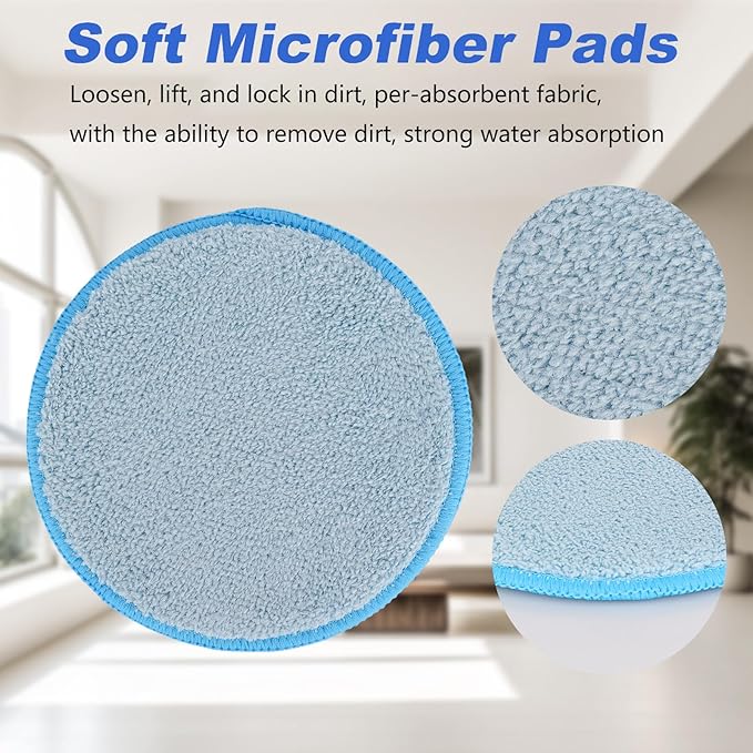 Electric Mop Pads, 6.3inch Floor Cleaning Round Spin Mop Pads for Electric Mop, 6.3inch Round Electric Mop Pads(6 Pack)