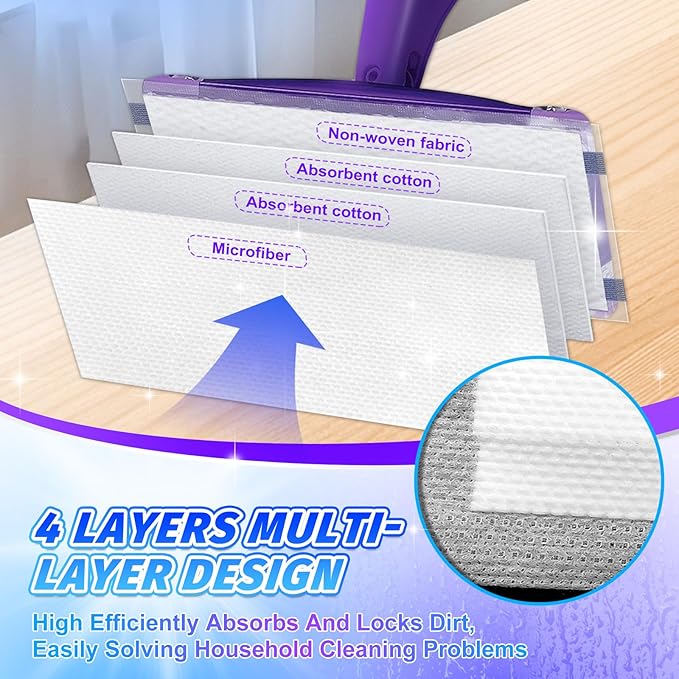 25 Count Disposable Mop Pads Compatible with Swiffer WetJet Hardwood Floor Spray Mop, Mopping Pads Compatible with Swiffer All-in-One Mopping Cleaner Starter Kit