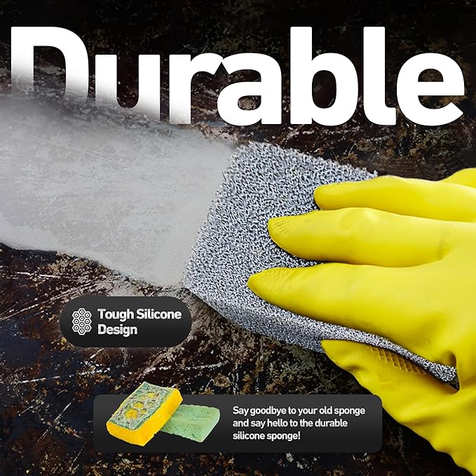 Casanero 6-Pack Silicone Kitchen Scrubbing Sponges, Heavy-Duty, Non-Scratch Kitchen Sponges | Reusable, Odor-Free, Multipurpose Cleaning for Kitchen, Bathroom, Dishes, Non-Stick Cookware, Countertops