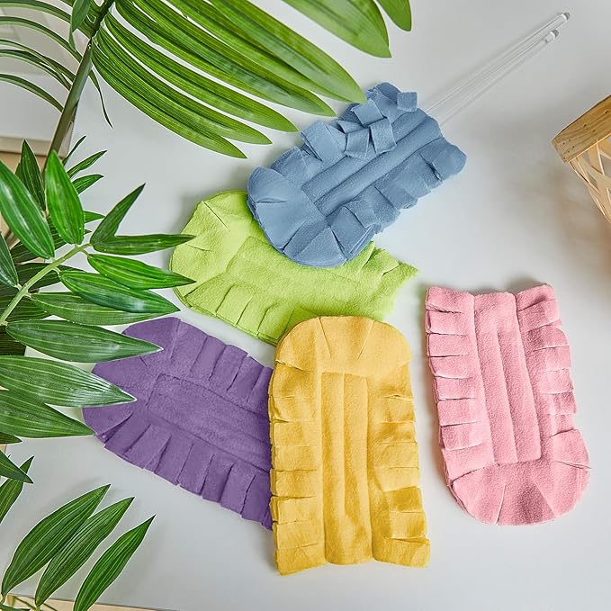 Zubebe 12 Pcs Duster Refill Reusable Fleece Duster Refills Feather Flat Dusters Multi Surface Washable Cleaning Pads Tools for Home, Blinds, Car, Pet, Furniture, Fans (Rainbow Colors)