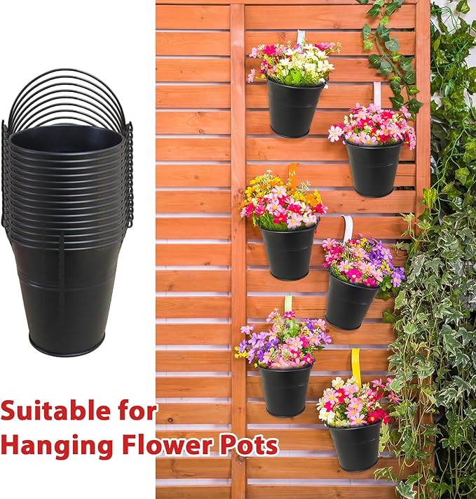24 Packs Mini Metal Buckets with Handles,5 x 3.5 x 4.7 Inch Black Mini Iron Pail Small Galvanized Tin Pails for Events, Classroom, School Storage, Succulents, Rustic Home Decor