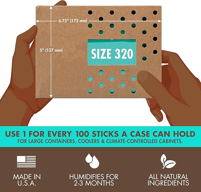 Boveda 69% Two-Way Humidity Control Pack For Large Wood Humidifier Boxes & Plastic or Electric Coolers – Size 320– Single – Moisture Absorber – Humidifier Pack – Individually Wrapped Hydration Packet