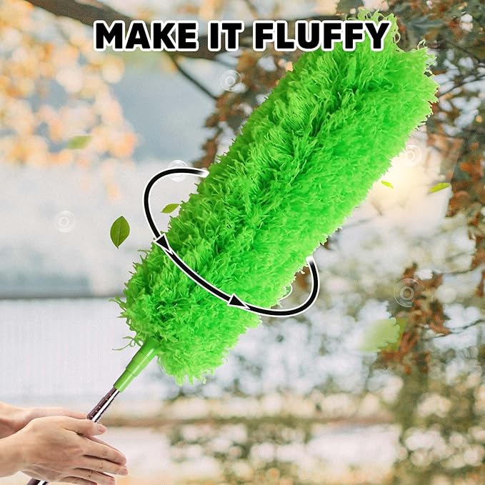 Ceiling Fan Cleaner Duster, Bafezoze Extendable Long Duster for High Ceilings, Telescoping Tall Extension Pole Green