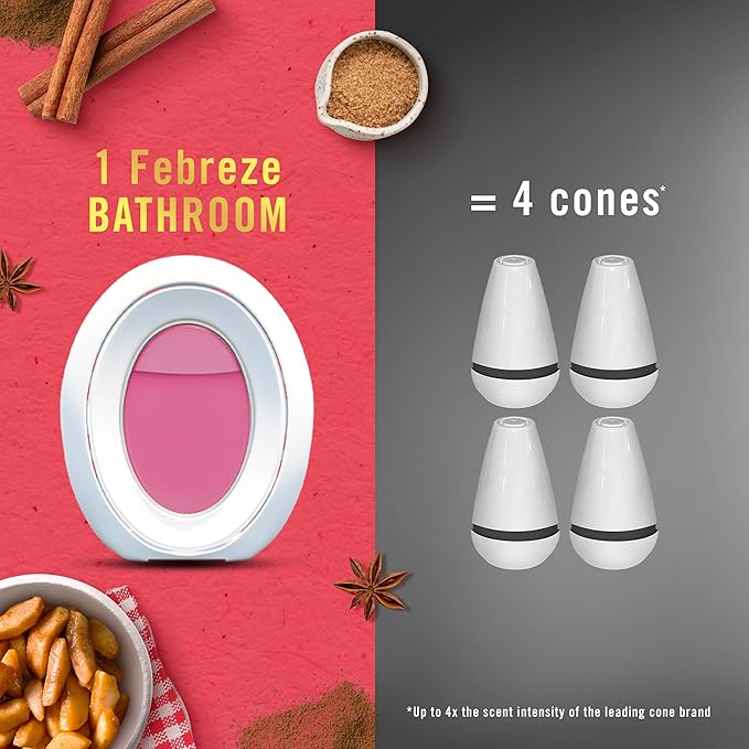 Febreze Bathroom Air Freshener, Odor-Fighting, Plug In Alternative, Air Fresheners for Home and Bathroom and Kitchen, Closet Air Fresheners, Baked Cinnamon Apples & Cranberry Crumble Scent, 4 Count