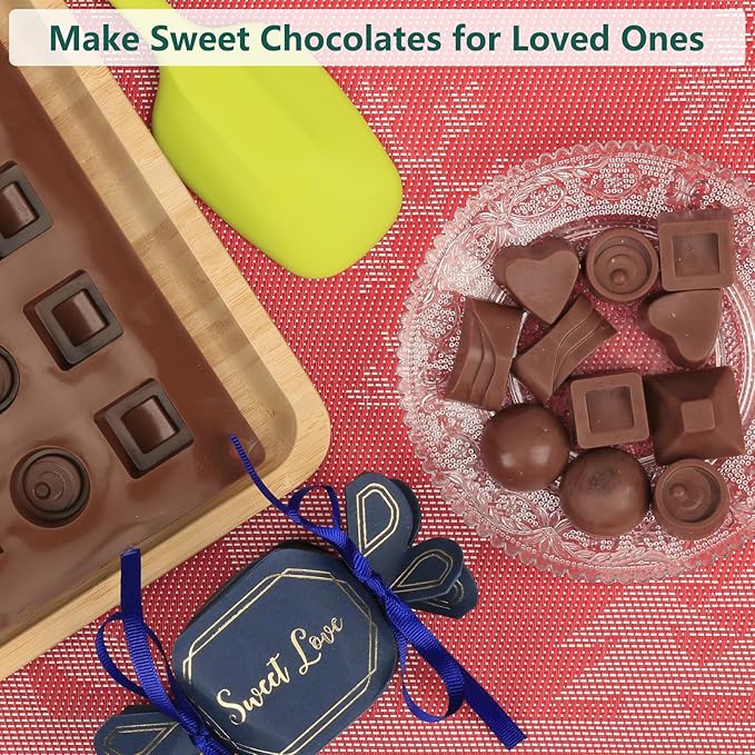 Chocolate Molds Silicone with 30 Cavities 6 Different Shapes for Making Larger Chocolate/Candy/Gummy/Cake Décor for Wedding Party & Celebration