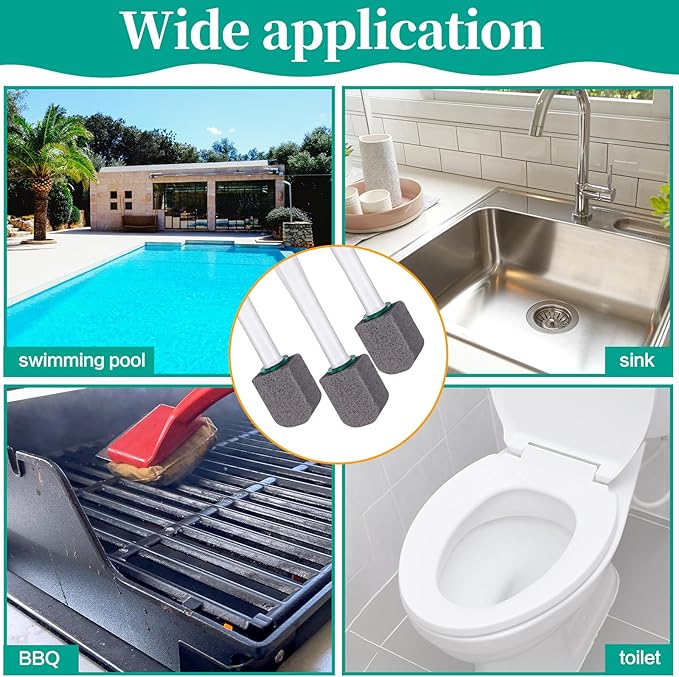 26 Pcs Toilet Pumice Stone with Long Handle Toilet Bowl Cleaner Brush Wand Refills Pumice Stone Block Deep Cleaning Remover Tool for Pool Bath Kitchen Sinks Tiles