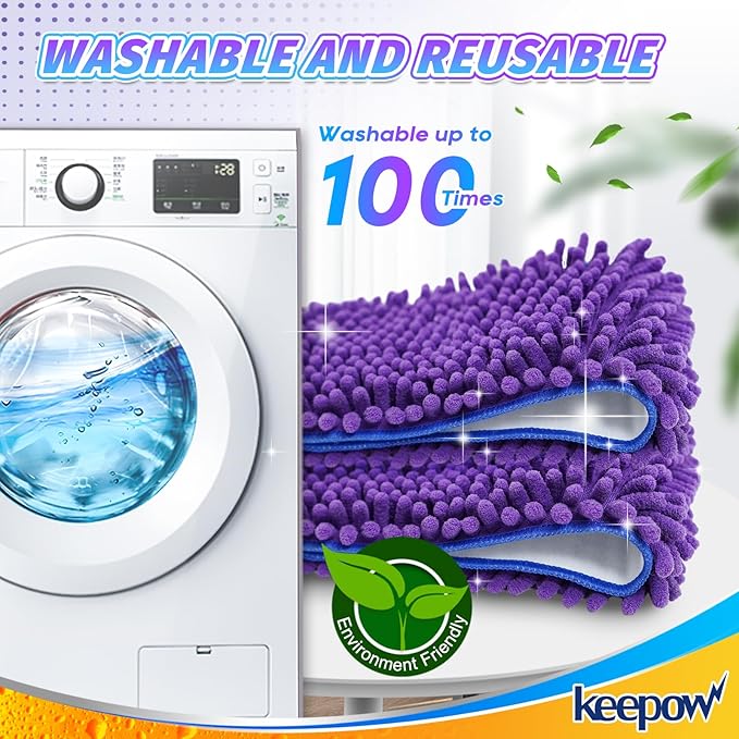 KEEPOW Pet System Microfiber Sweeping Pad for Mop, Replacement Pad for Floor Cleaner Dog & Hardwood Floors, 18 Inch Washable Cleaning & Dusting Pads, Attracts & Picks Up Pet Hair (2 Pack)