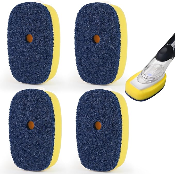 Sponge Brush Refills for OXO Soap Dispensing Dish Brush - 4 Pack Dish Cleaning Soap Dispensing Head Replacement for Scrubber