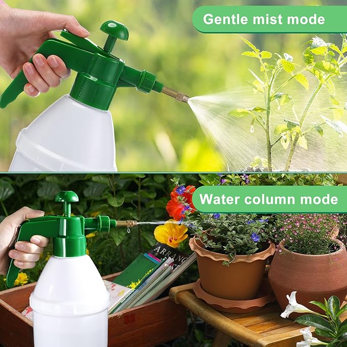 2 Pcs 50 oz Handheld Pump Spray Bottle Garden Spray Bottles Lawn Pressure Hand Pump Sprayer with Adjustable Nozzle for Chemicals Watering Weeds Garden and Car Detailing & Washing (Green)