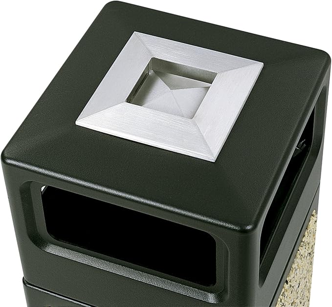 Safco Canmeleon Trash Can, 30 Gallons, Indoor and Outdoor Use, Durable & Weather-Resistant Commercial Garbage Can with Ashtray and Stone Panels, Black