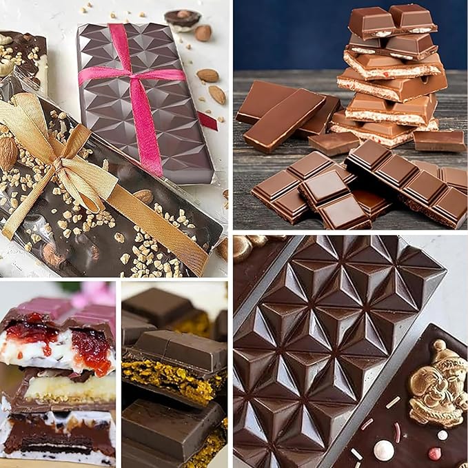 2Pcs Chocolate Bar Mold，12 Cavities Non-Stick Chocolate for Stuffed Pistachio Bars， Silicone Molds For Baking，Break Apart Candy Molds for Cake Decorations