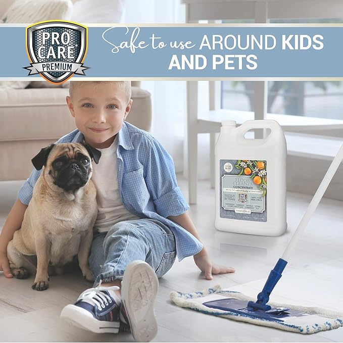 ProCare Citrus Floor Cleaner Concentrate (Made in USA) | Vinyl, Wood, Tile, Stone & Laminate Floor Cleaner For Mopping, Household Supplies, Cleaning Solution For Kitchen & Bathroom - 1 Gallon