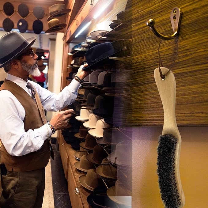 3-Piece Felt Hat Cleaning Kit - Horse Hair & Wood Brushes, Travel Brush, for Cowboy & Baseball Hats