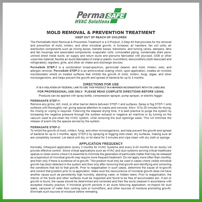 PermaSafe HVAC Solutions, Mold Removal & Prevention Treatment, and Indoor Air Quality Enhancer for all System Components and Ductwork