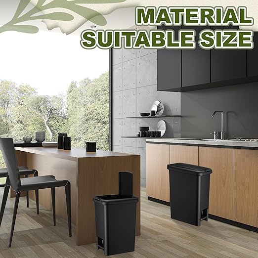 LemonRoad 2 Pack 1.8 Gallon Slim Bathroom Trash Can with Lid Soft Close 6.5 L Step on Plastic Trash Can with Odor Protection Hands Free for Corner, Kitchen, Office, Bedroom