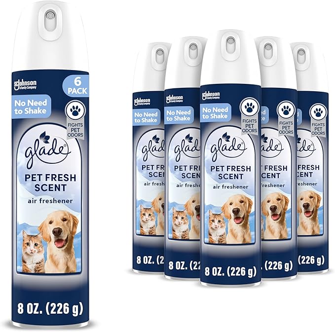 Glade Air Freshener Room Spray, Pet Fresh Scent, Odor Fighting to Deliver Long Lasting Freshness, 8 Oz, 6 Count
