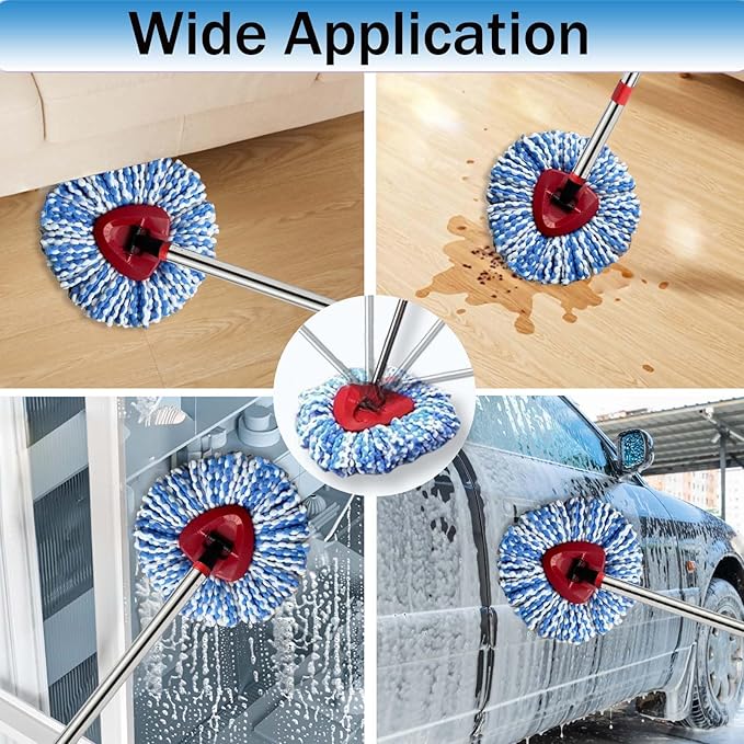 4 Pack Mop Replace Heads for O Cedar Rinse Clean 2 Tank System, Spin Mop Replacement Head, Fluffy Microfiber OCeda Mop Refill Replace Head, Machine Washable
