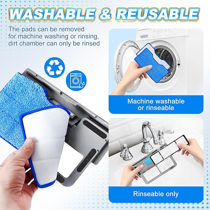 KEEPOW Reusable Mop Pads Refills Compatible with Shark VACMOP VM252 VM200 VC205 VM250 VM190 Cordless Hard Floor Vacuum Mop, Reusable VMP30 Compatible with VACMOP Replacement Pads, 4+2+1 Pack