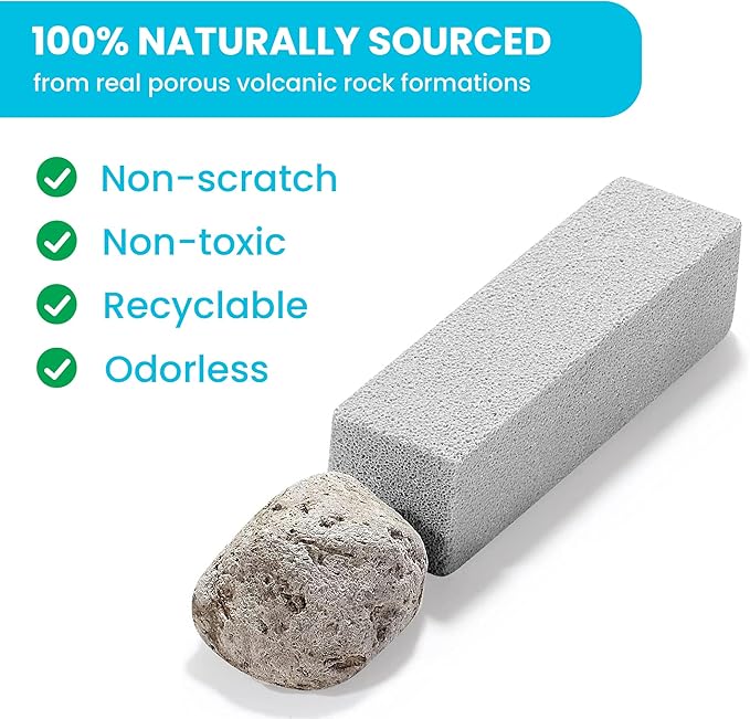 Simple Life Pumice Stone Toilet Bowl Cleaner | Toilet Pumice Stone with Extra Long Handle | Scouring Stick for Toilet Cleaning, Stain Removal on Toilets, Grills, Tiles, Grout & Pools | 2 Pack