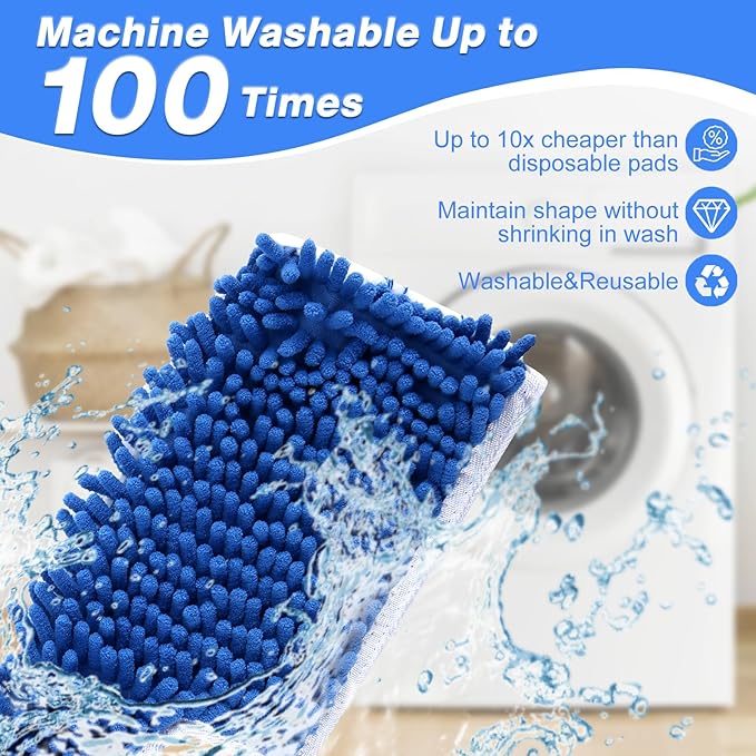 Mop Refills Compatible with O-Cedar Dual-Action Flip Mop,Microfiber & Chenille Double-Sided Mop Head,Resuable Replacement Mop Heads for All Surface Cleaning,Pack of 4