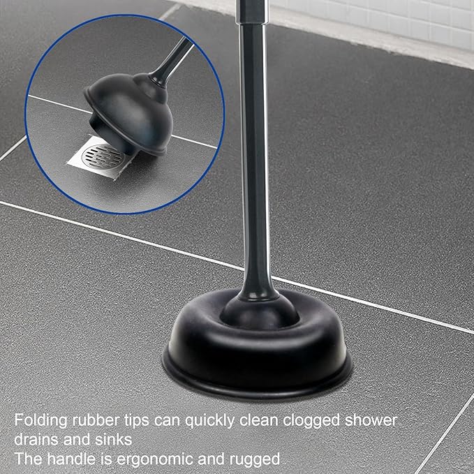 CELOX 2 Sets Black Toilet Brush and Plunger Set for Bathroom Heavy Duty