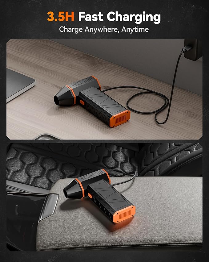 WOLFBOX MF50 Compressed Air Duster-110000RPM Super Power Electric Air Duster, 3-Gear Adjustable Mini Blower with Fast Charging, Dust Blower for Computer, Keyboard, House, Outdoor and Car