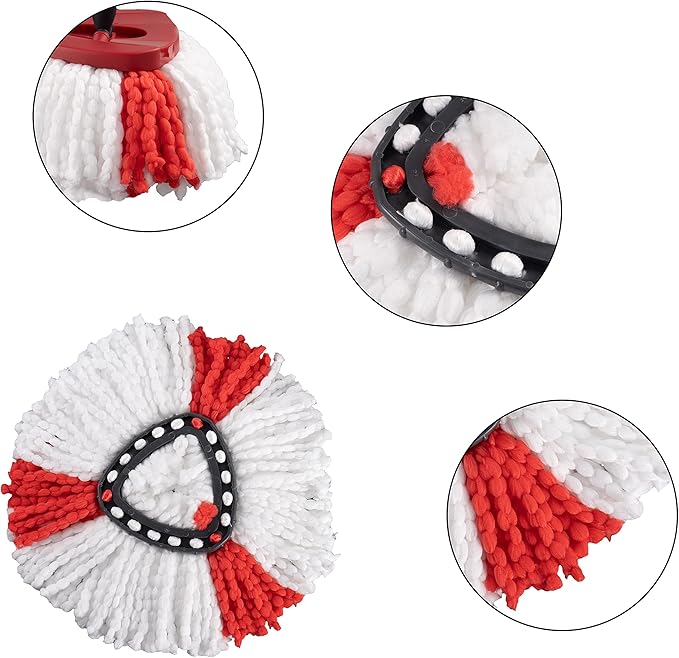 Matthew Cleaning 3Pack Red Microfiber Spin Mop Replacement Head Compatible with EasyWring Spin Mop Replace Head-EasyWring High Absorbency,Machine Washable,Microfiber Spin Mop Refills