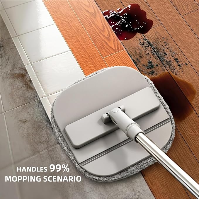 Mop and Bucket Set, Spin Mop with Dirty Water Self Separation System with 4 Mop Head Replacement, Self Cleaning Mops and Buckets System with Mop Scraper for Household Use Floor Cleaning