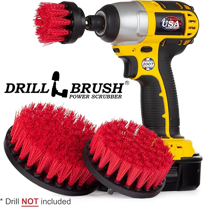 Outdoor Cleaning Supplies - Outdoor Drill Power Scrub Brush Kit - Bird Bath Cleaning Brushes - Garden Tool Cleaning Brushes - Fountain Scrub Brushes - Headstone Cleaning Tools - Home Deck Scrub Brush