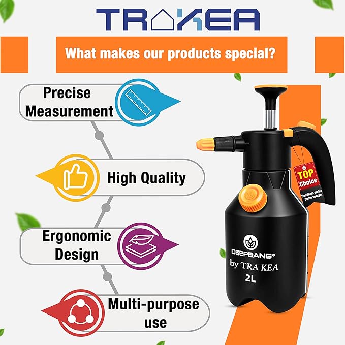 Premium 2L Handheld Pump Sprayer Adjustable Nozzle Water and Foam Continuous Spray Bottle for Car Washing Gardening Household Cleaning – Heavy Duty Chemical Resistant