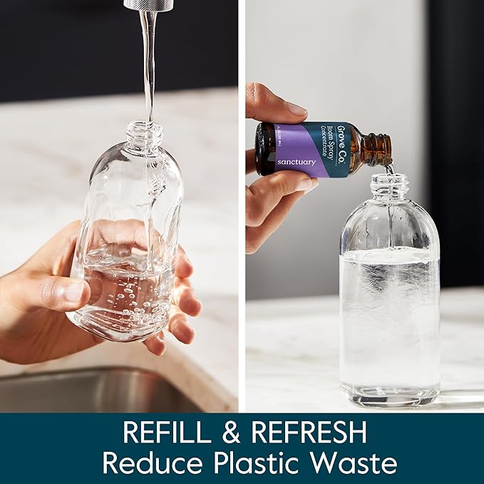 Grove Co. Spray Bottle Set (2 Pack) Refillable 8 Oz Glass Spray Bottles for Room Spray Concentrates, Made of Lead-Free, Partially Recycled Glass, Dishwasher Safe, Help Reduce Plastic Waste