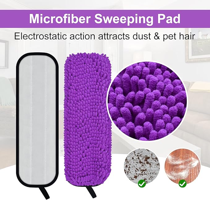 6 Pack Pet System Microfiber Sweeping Pad for Bona Mops, Microfiber Cleaning Pad for Hardwood Floors Dry Wet Cleaning - Attracts and Picks Up Pet Hair - Includes 3 Sweeping Pads and 3 Deep Clean Pad