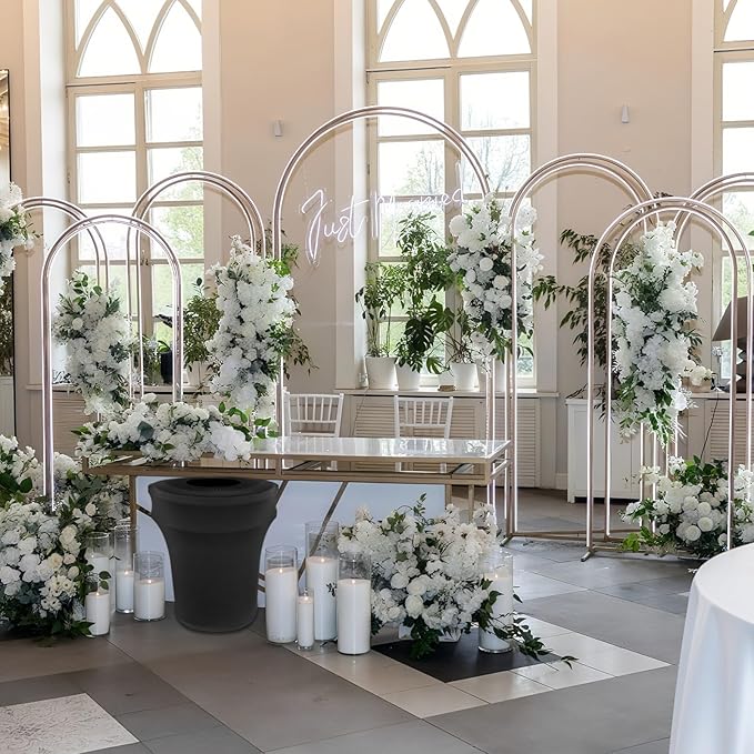 BTSKY 6 Pcs Black Round Trash Can Cover 32 Gallon Stretch Spandex Trash Can Covers Outdoor Decorative Trash Bin Covers for Outside Wedding Parties Commercial Fundraiser Decor