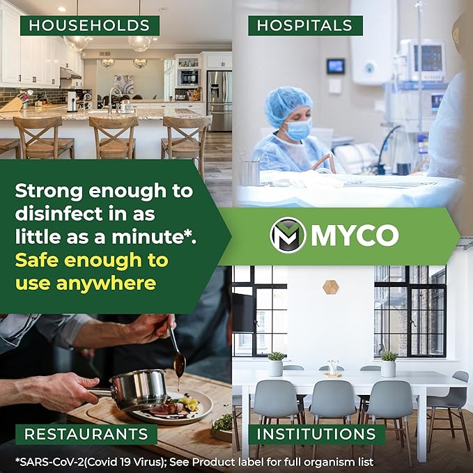 Myco Mold Control Concentrate – EPA-Registered Hospital Grade Disinfectant & Cleaner, Quat Formula for Mold Remediation & Bacteria Control, Commercial & Residential Use, 4 Gallon