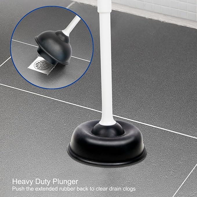 CELOX 2 Set Toilet Brush and Plunger Set, Toilet Brush and Holder Set, Toilet Bowl Brush and Holder, White