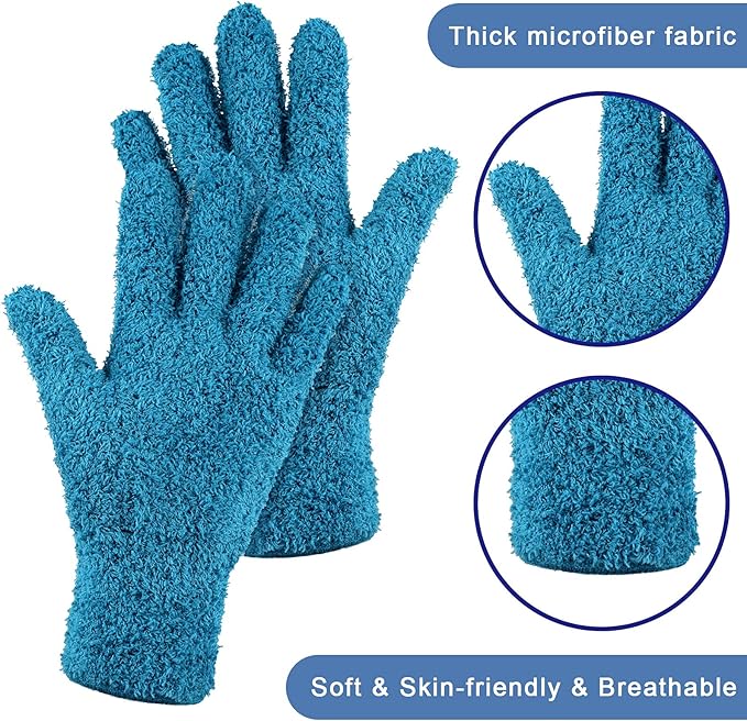 Patelai 3 Pairs Microfiber Plant Dusting Gloves Leaf Cleaning Gloves for Indoor Plants, Blinds, Furniture, House(Medium,Purple, Blue, Rose Red)