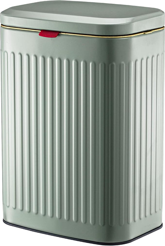 2.11Gallon 8L Carbon Steel Trash Can Door Compost Bin Wall Mounted 2 Ways Sliding Lid Compost Bin Countertop Kitchen Hanging Cabinet Door Trash Bin Metal Garbage Bin Cubo de BasuraGreen