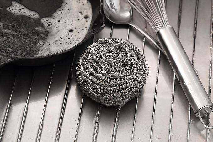 New Star Foodservice 54460 Extra Large (50 Grams) Stainless Steel Sponges Scrubbers, Set of 12